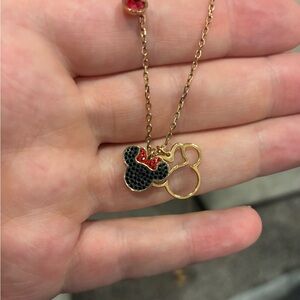 Swarovski Gold-Tone Minnie Pendant Necklace with Black and Red Accents